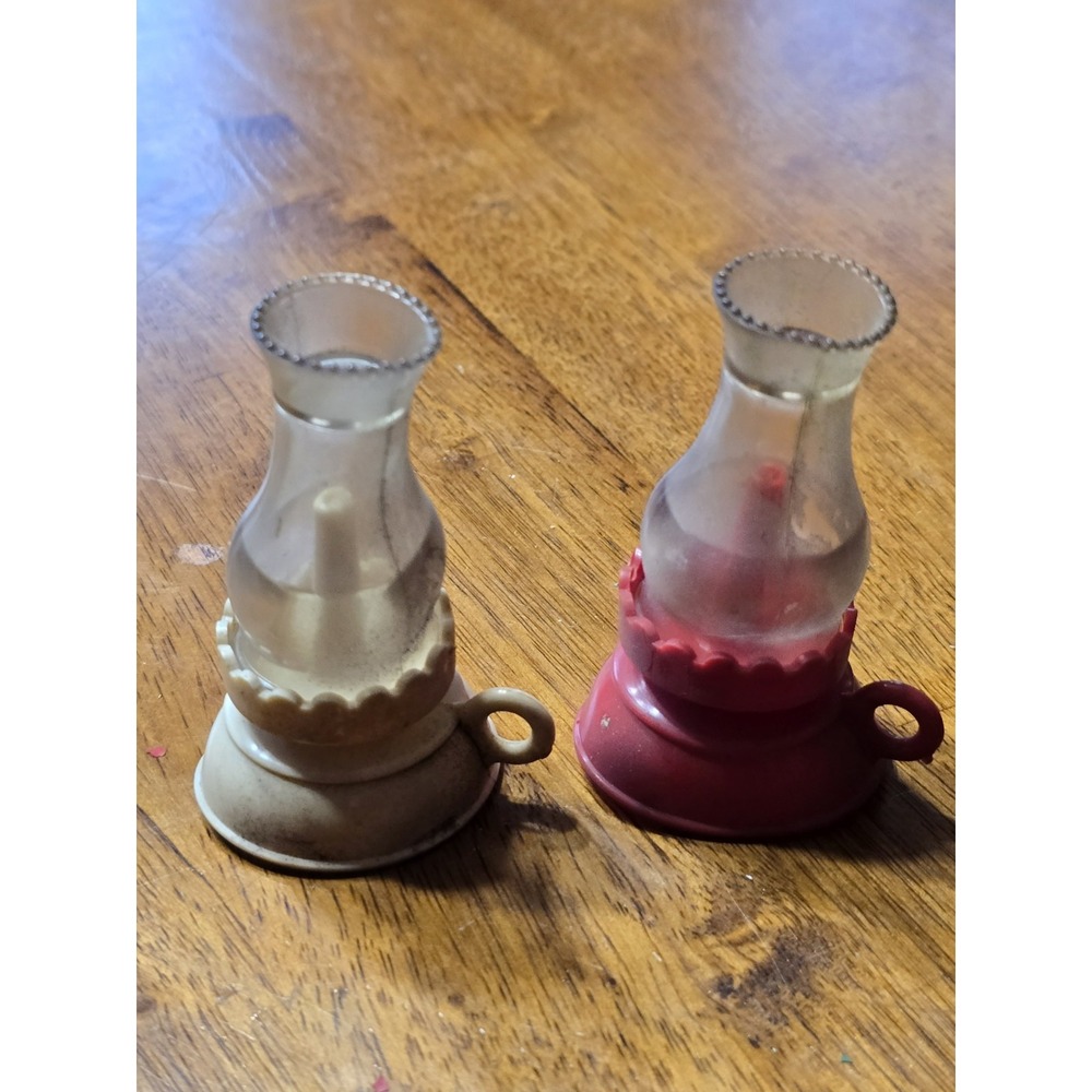 Antique Candlelight (Red /White)Salt And Pepper Shakers-VERY RARE VINTAGE